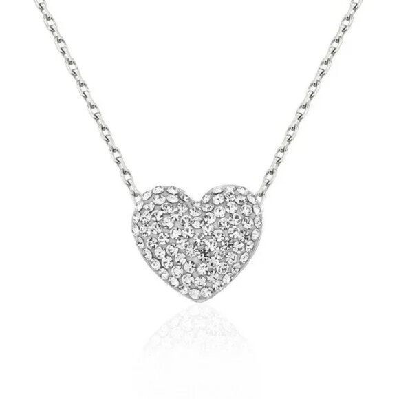 Heart Pendant Necklace – Sterling Silver Overlay - Sparkling Swarovski Crystal - Picture 11 of 11